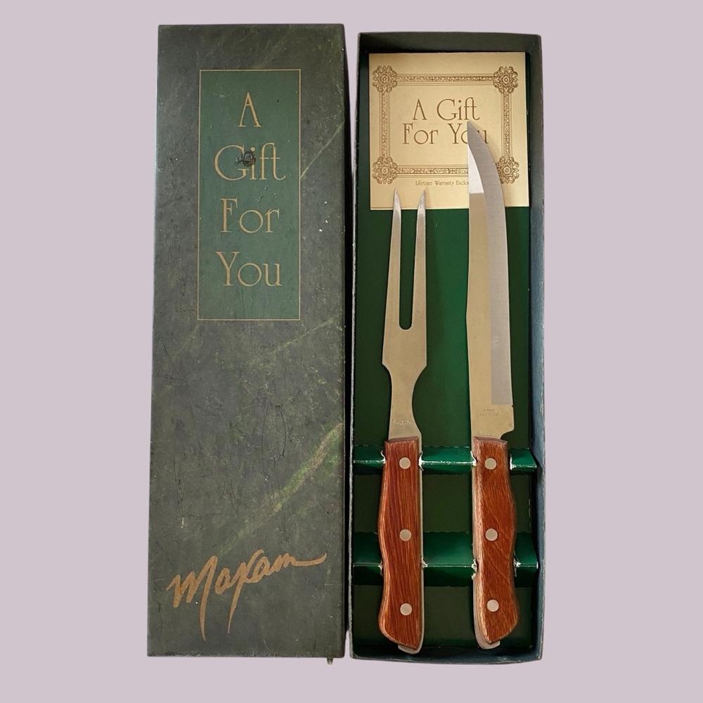 Vintage Maxam Carving Set Meat Fork & Knife Full Tang